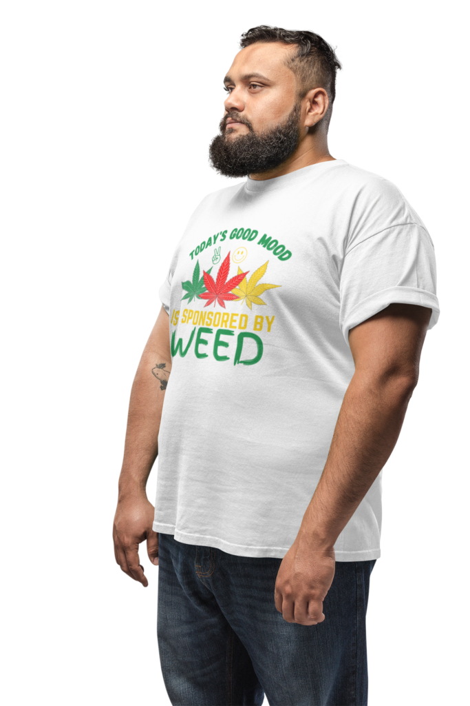 transparent angled shot of a plus size t shirt mockup featuring a man with a beard 20800.png